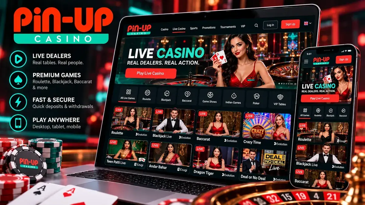 Noutbukda və telefonda Pin Up canlı kazino masaları
